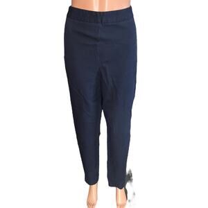Lands’ End Mid Rise Slim Leg Chino Pants Navy Blue Side Zip Travel Casual 16T